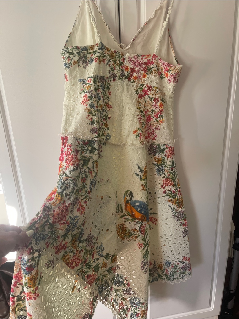 FARM Rio White Floral Eyelet Midi Scarf Dress with Spaghetti Straps. Med.NWOT - Picture 7 of 11